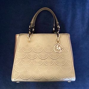 Michael Kors Sofia Gold Perforated MD NS Handbag New